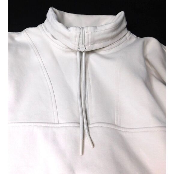 Woman's Quarter Zip Sweatshirt Dynamic Fleece Sz. L Off White Thumbhole Cuff - Picture 6 of 9